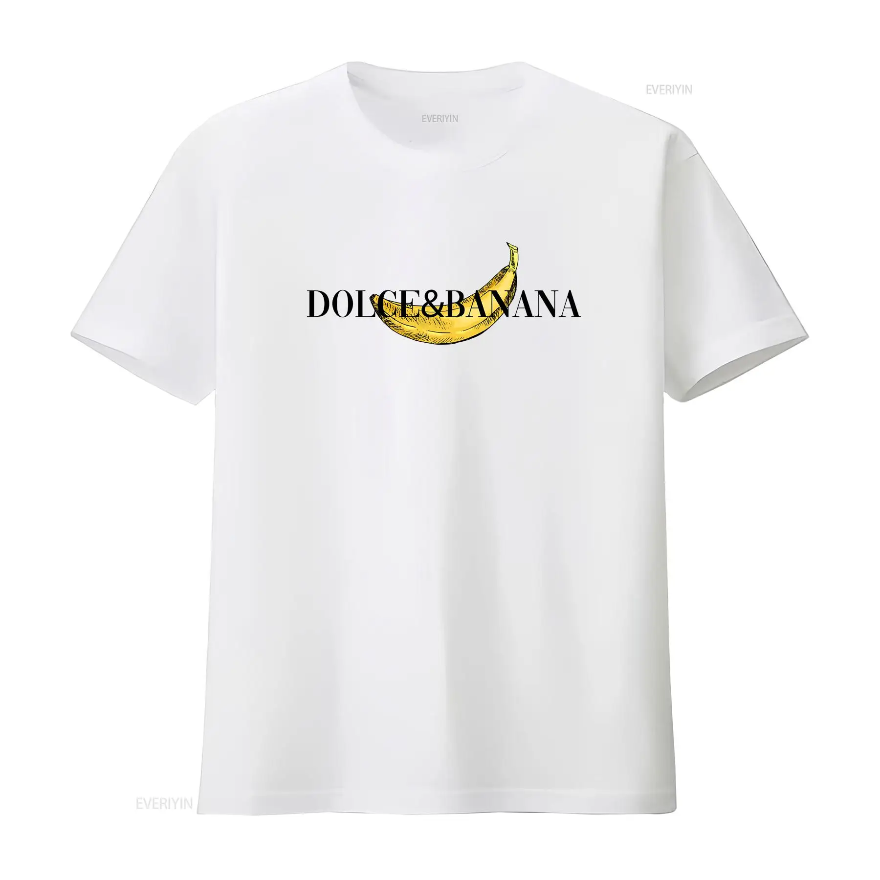 Vintage Fashion Wear - 男性用白Tシャツ ドルチェバナナ ヴィンテージ ウォッシュドトップ 日常着に最適 快適なファッション