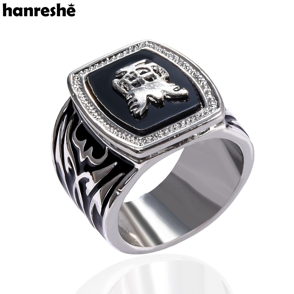 Vintage Fashion Revival - Hanreshe ヴァンパイア日記リング合金ブラックリバイバルシルバーメッキパンクパーティーコスプレクラシックリング男性用ギフト