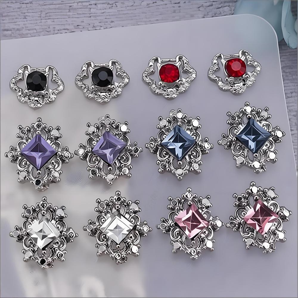 Vintage Fashion Revival - 10PC バロック復活ファッション 3D 高級合金ネイルアートチャームラインストーンアクセサリーマニキュア装飾爪装飾用品