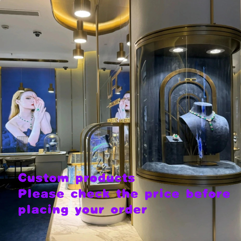 Vintage Fashion Exhibition - カスタムヴィンテージ風ジュエリーショーケーススタンド（ガラスパネル付き）ファッションショールーム、店舗、展示会向け
