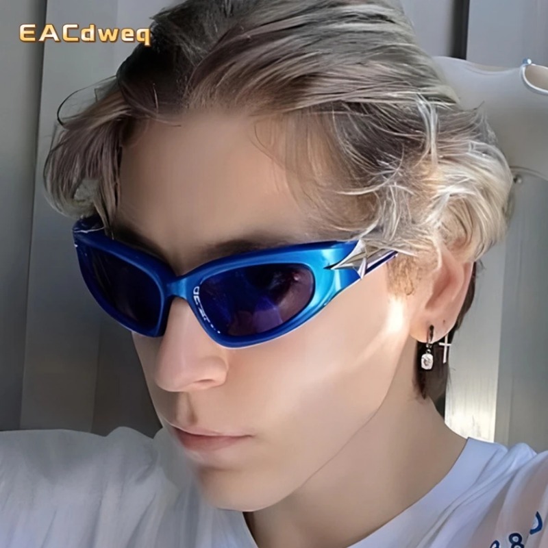 Vintage Fashion Y2K - Y2k ファッションパンクスポーツサングラス男性女性のための高級ブランドデザイナーサングラスメンズヴィンテージシェード UV400 ゴーグルアイウェア