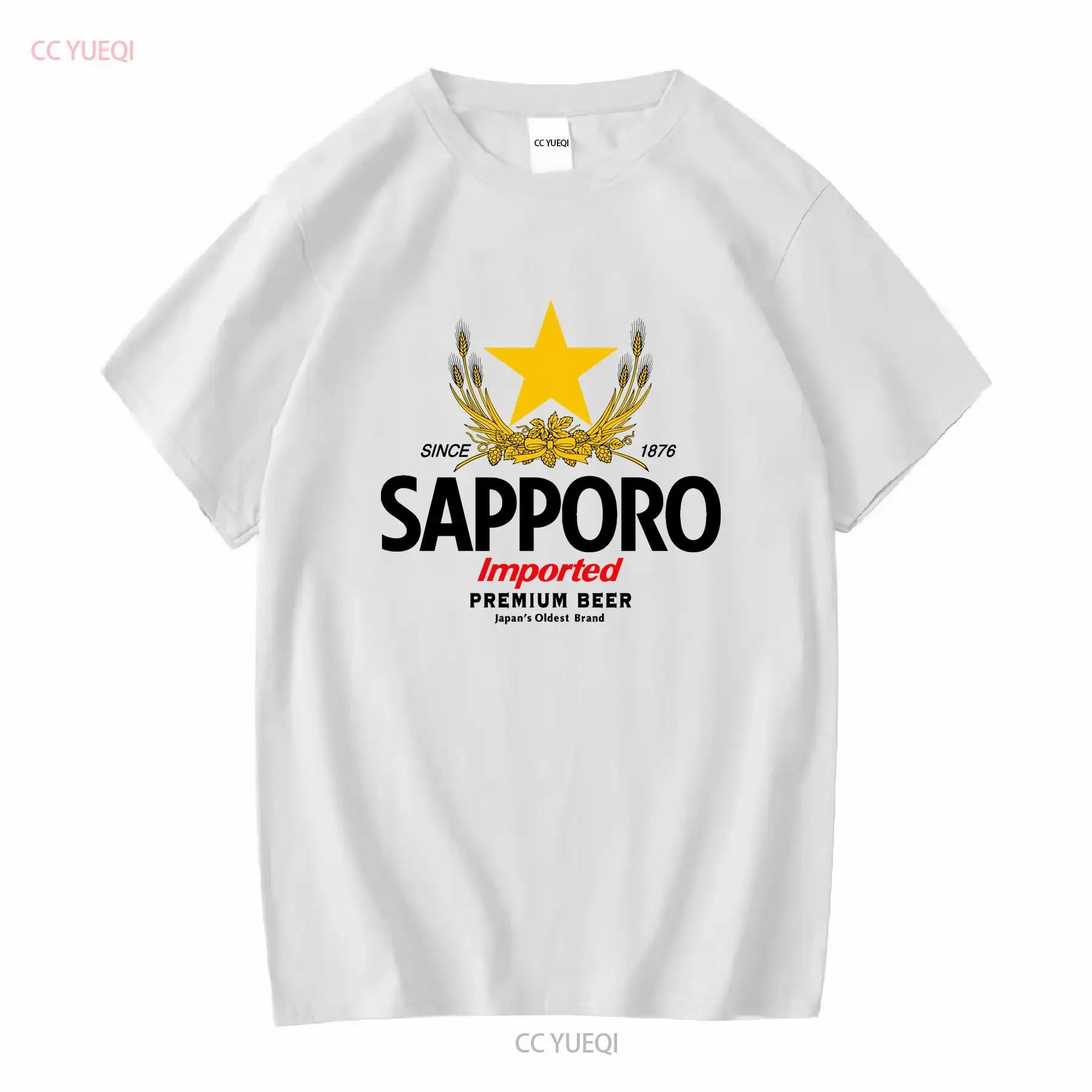 Vintage Fashion Wear - サッポロ醸造所日本のビール Tシャツ長袖または半袖ヴィンテージウォッシュスタイリッシュなソフトグラフィックトップ日常着ファッション