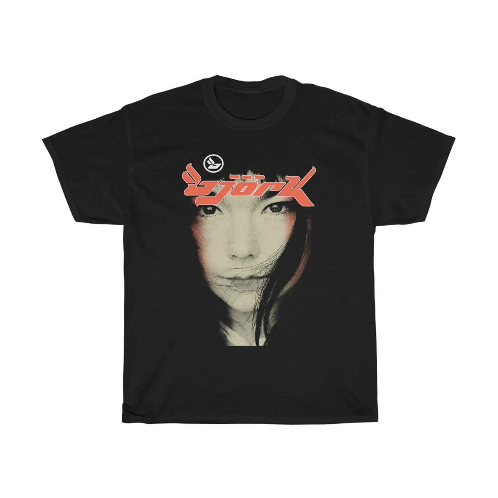 Vintage Fashion Photographers - ビョーク ホモジネック フェイスフォトグラフ ロゴ Tシャツ オレンジ