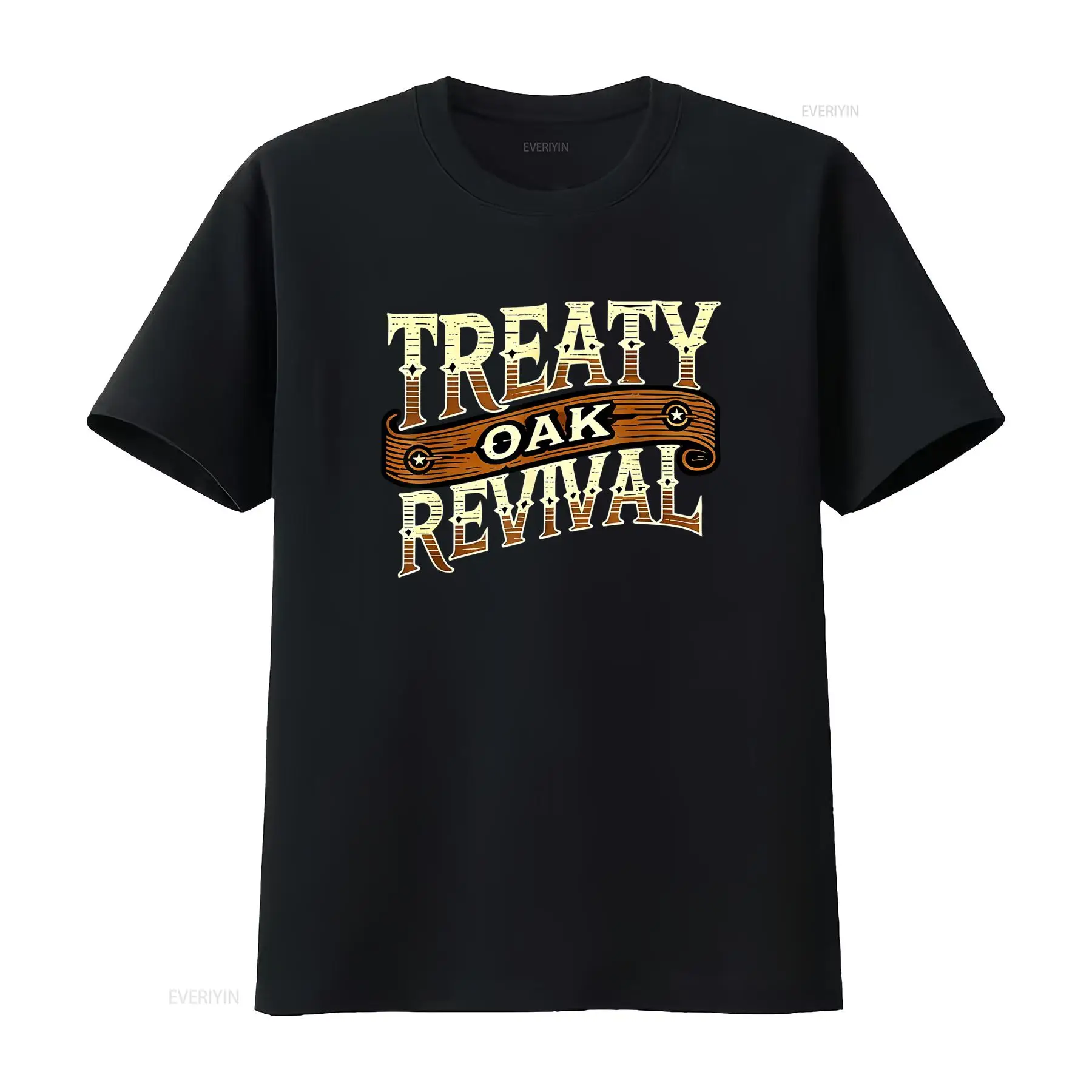 Vintage Fashion Revival - トレーティーオーク リバイバル ヴィンテージスタイル Tシャツ、大胆なタイポグラフィプリント入り、アメリカンファッション愛好家向け、ヴィンテージウォッシュ加工、ユニセックスカジュアル