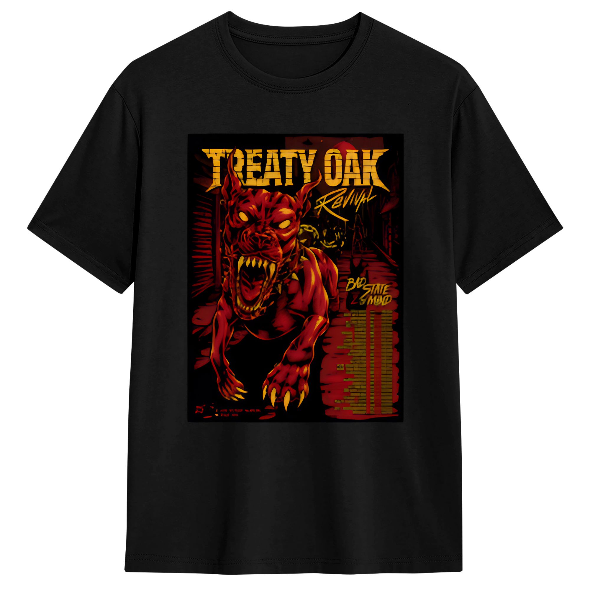 Vintage Fashion Revival - カントリーミュージックバンドトリートリーオークリバイバルコットンTシャツ男性用夏ヴィンテージTシャツOネックファッションTシャツオーバーサイズプリント