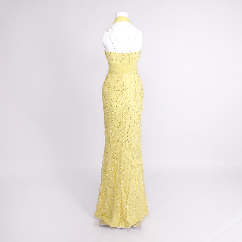 ヴィンテージイエローメッシュスパンコールプロムドレスエレガン - Vintage Fashion Exhibition のレビューと価格