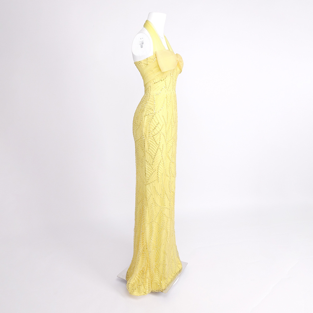 ヴィンテージイエローメッシュスパンコールプロムドレスエレガン - Vintage Fashion Exhibition のレビューと価格