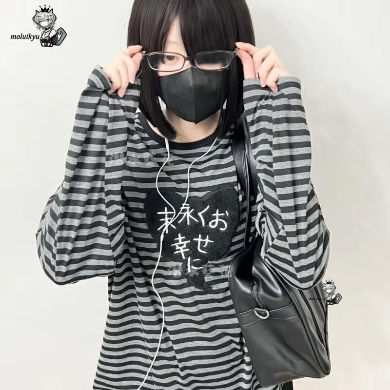 Y2K アメリカンパンクヴィンテージ O ネック長袖シャツオ - Vintage Fashion Y2K のレビューと価格