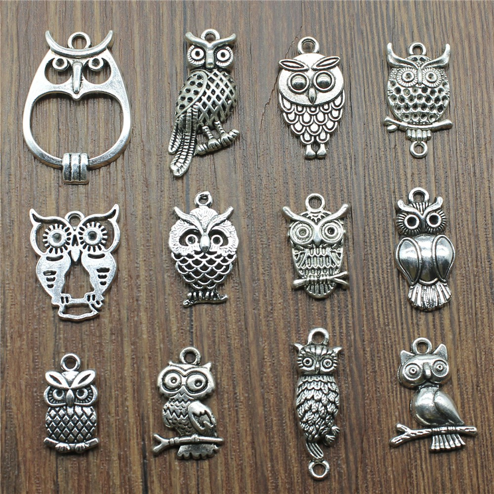 10 個チャームフクロウアンティークシルバーカラーかわいいフ - Vintage Fashion Online のレビューと価格