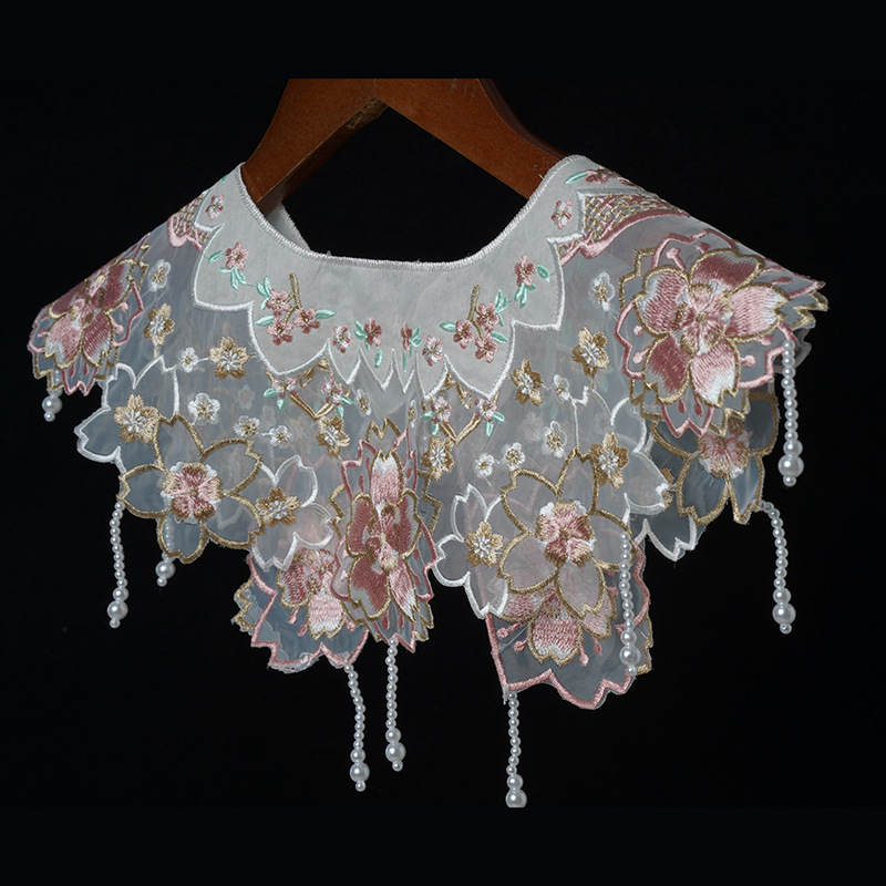 女性のフラワーラップ刺繍メッシュ偽の首輪写真ヴィンテージパフ - Vintage Fashion Photographers のレビューと価格